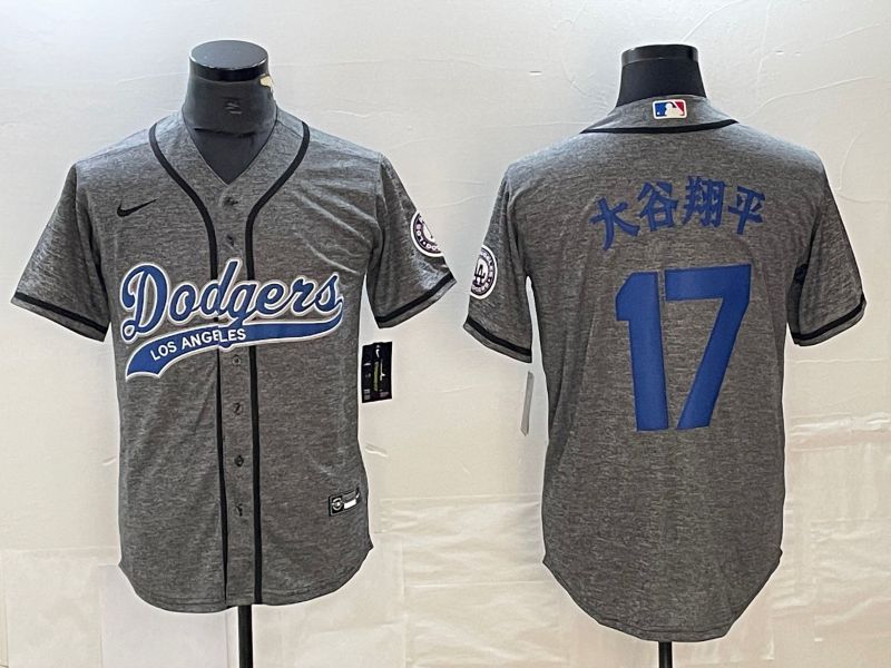 Men Los Angeles Dodgers #17 Ohtani Grey Nike Game MLB Jersey style 13